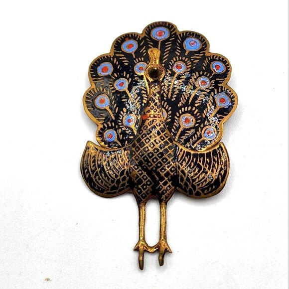 Vintage 925 1940's Siam Peacock brooch - Picture 1 of 4